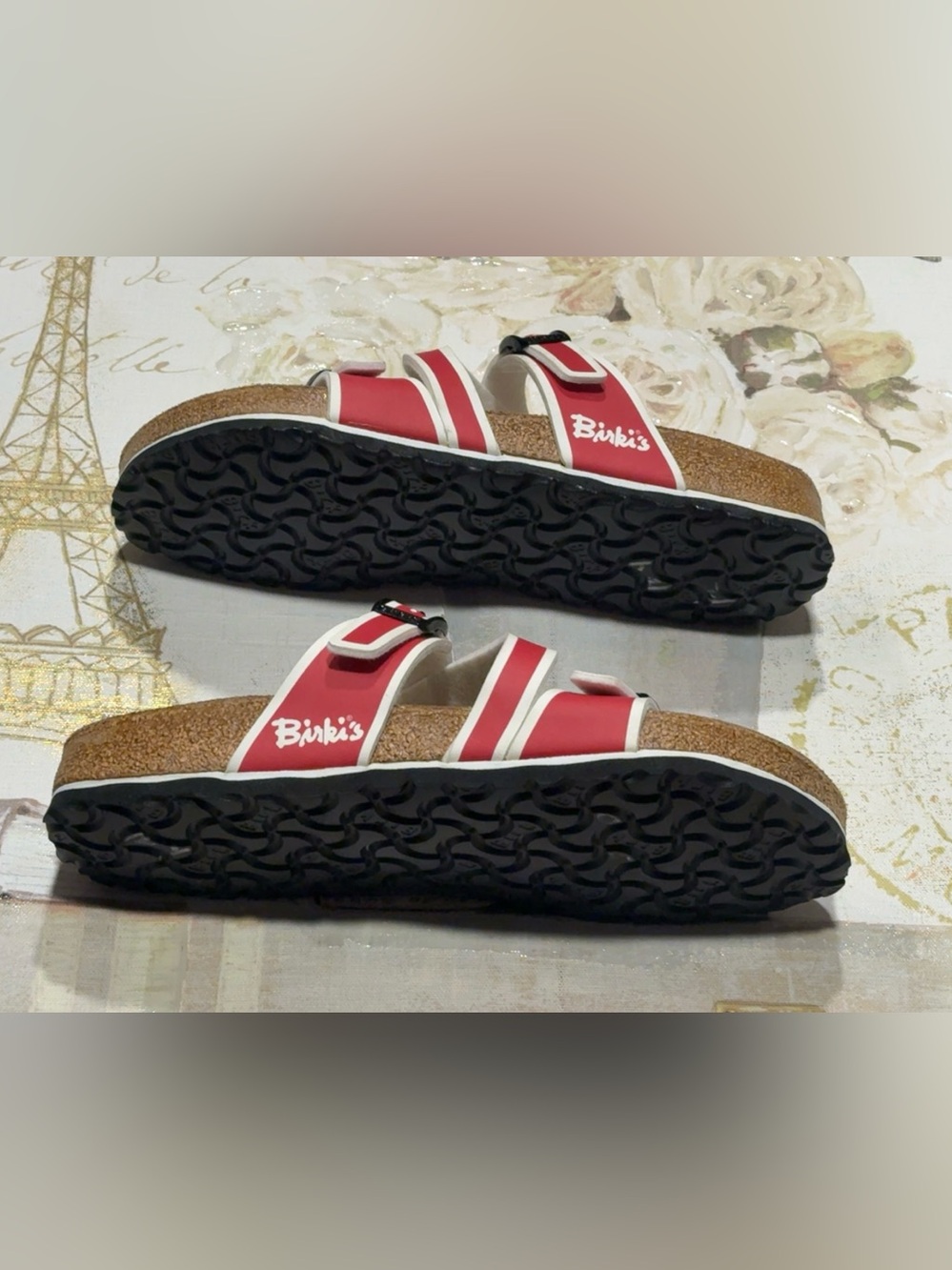 Birki's Birkenstock Red / White Sandals Size 38(7.5) Women's Pristine Condition - Picture 2 of 6
